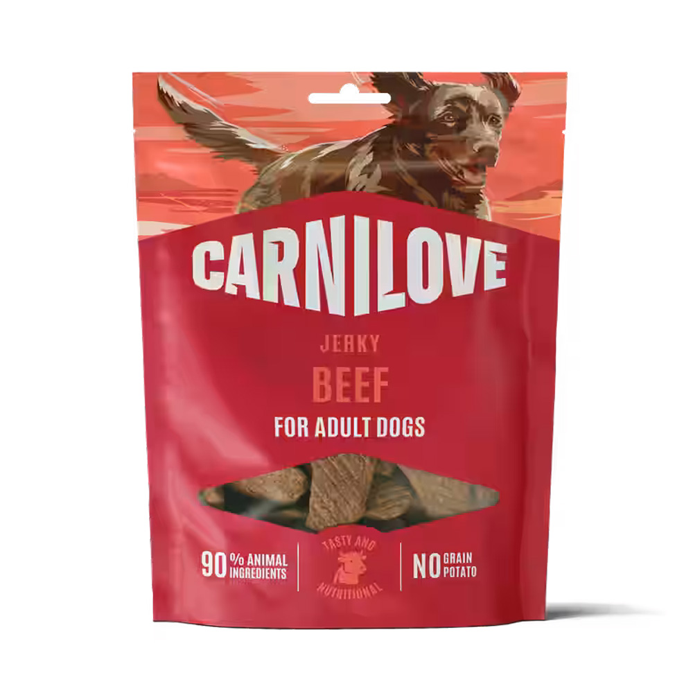 Carnilove JERKY 4x100g Mix Smaków Indyk z Jeleniem Jagnięcina z Łososiem Wołowina Królik